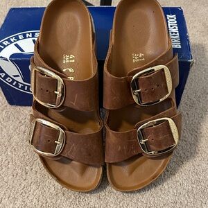 Birkenstock Tan Leather Buckle Sandals
